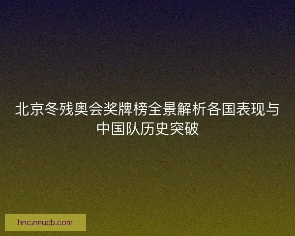北京冬残奥会奖牌榜全景解析各国表现与中国队历史突破